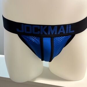 JOCKMAIL Men's Black and Blue Jockstrap